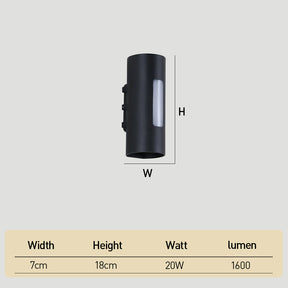 Modern Round IP65 Black LED Outdoor Wall Light in Black, Warm Light