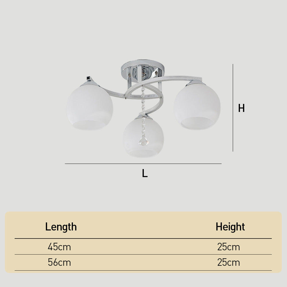 Modern Glass Ball Shade 3/5-Light Semi Flush Ceiling Lights for Living Room