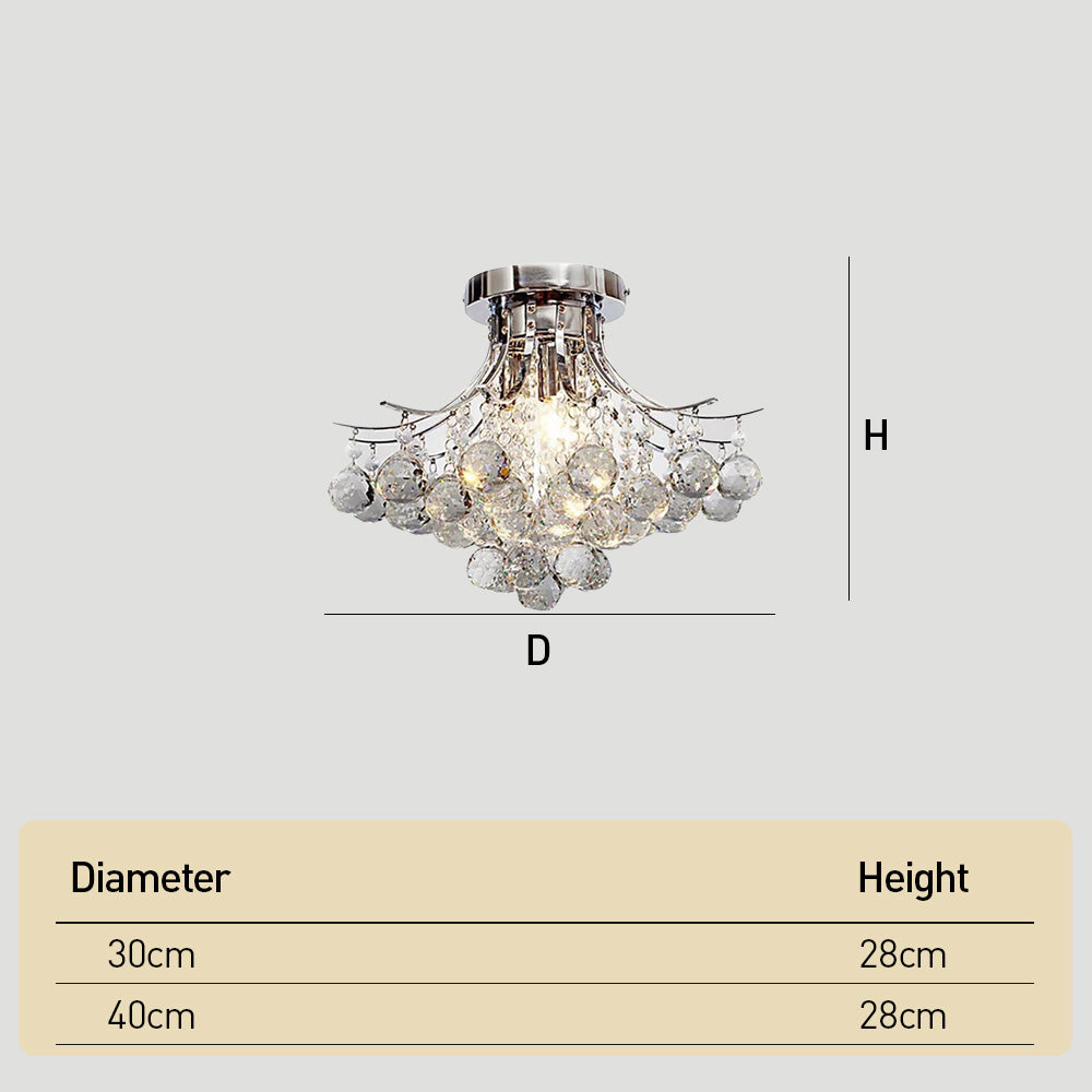 Silver Crystal Bouquet Semi-Flush Ceiling Light for Hallway