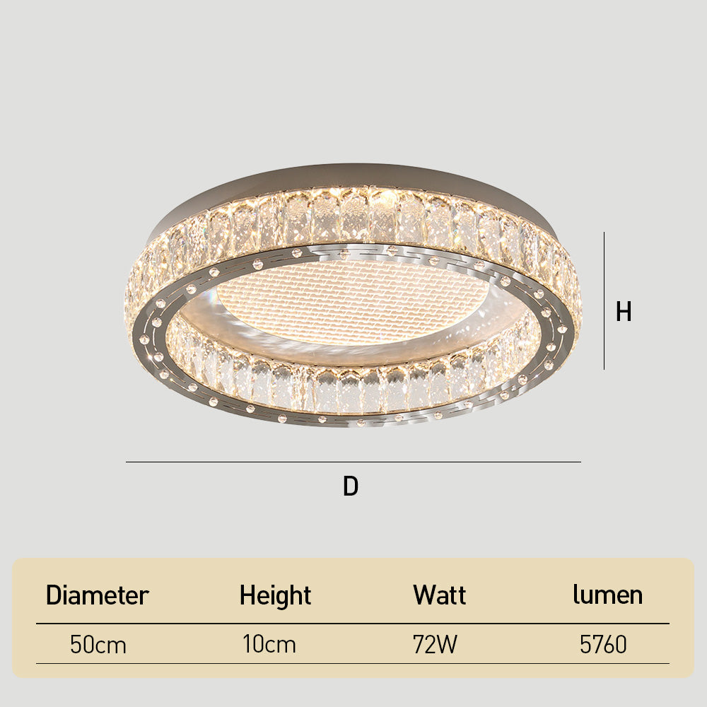 Modern Crystal Ring Stainless Steel LED Ceiling Light for Bedroom
