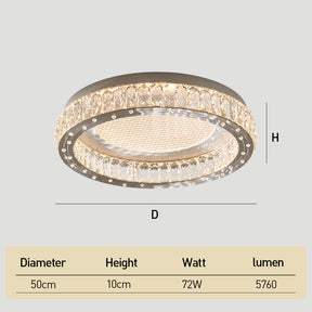 Modern Crystal Ring Stainless Steel LED Ceiling Light for Bedroom