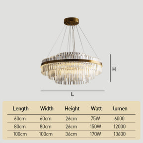 Modern Tiered Crystal LED Chandelier Luxury Hanging Lamp for Living Room Dining Room