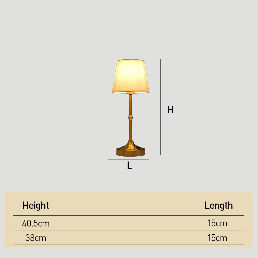 Vintage Gold Metal Bedside Table Lamps with Fabric Shade
