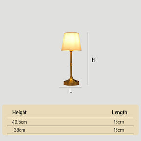 Vintage Gold Metal Bedside Table Lamps with Fabric Shade