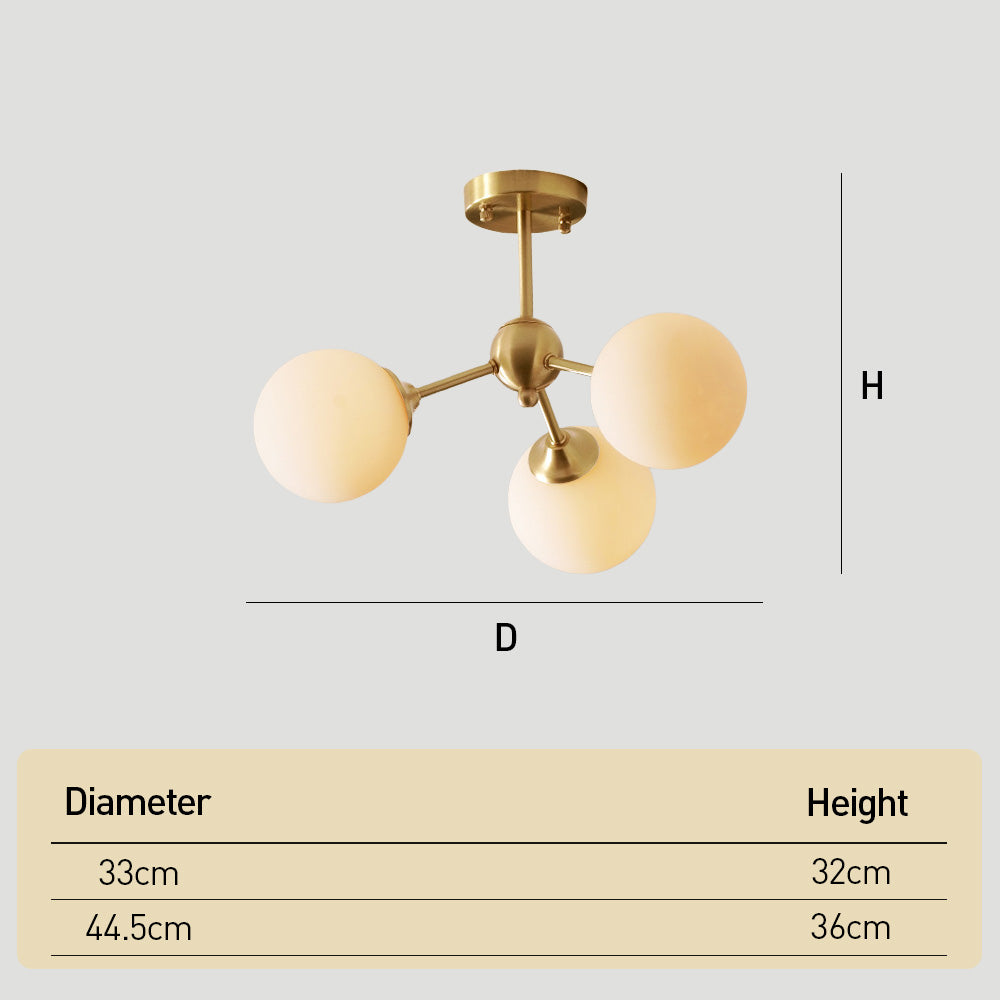 Amber Copper Glass Bubble Sputnik Pendant Light for Bedroom