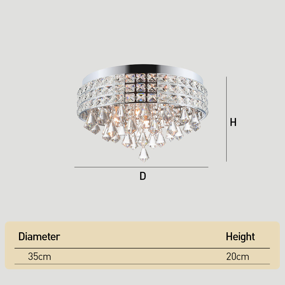 Modern Silver Crystal Flush Mount Ceiling Light for Dining Areas