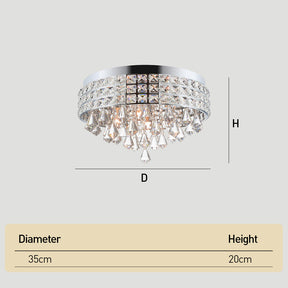 Modern Silver Crystal Flush Mount Ceiling Light for Dining Areas