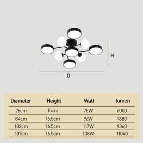 Modern Multi Arm Glass LED Flush Mount Ceiling Lights for Living Room