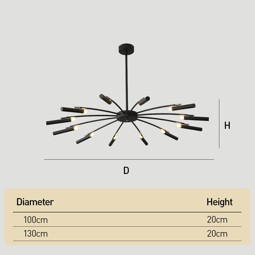 Modern Radial Multi-Light Iron Ceiling Light for Living Room