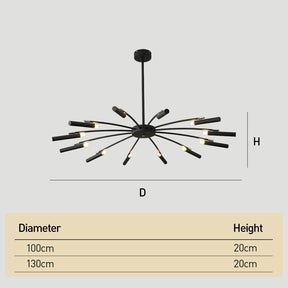 Modern Radial Multi-Light Iron Ceiling Light for Living Room