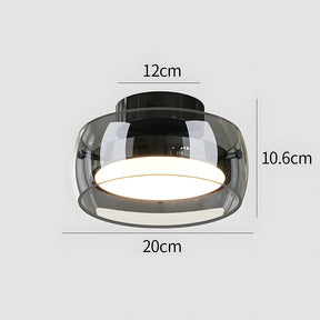 Vintage Retro Glass Flush LED Ceiling Light in Black, D20cm