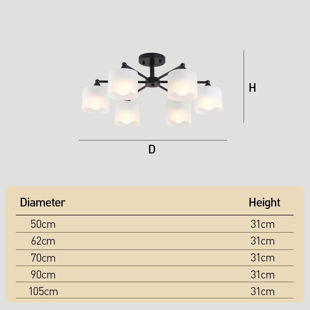 Industrial Semi Flush Frosted Glass Ceiling Lights for Dininng Room