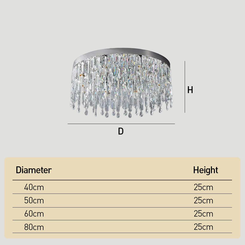 Luxury Gold Crystal Flush Mount Ceiling Light for Living Room