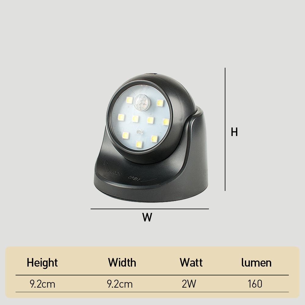 Battery Operated Motion Sensor IP44 LED Wall Light for Driveway, Garden, Pathway - 3 Modes