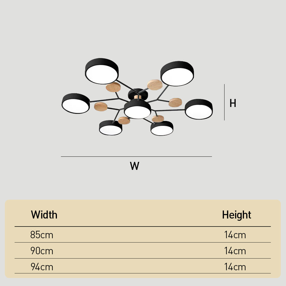 Contemporary Modern Round Black Semi Flush Ceiling Lights