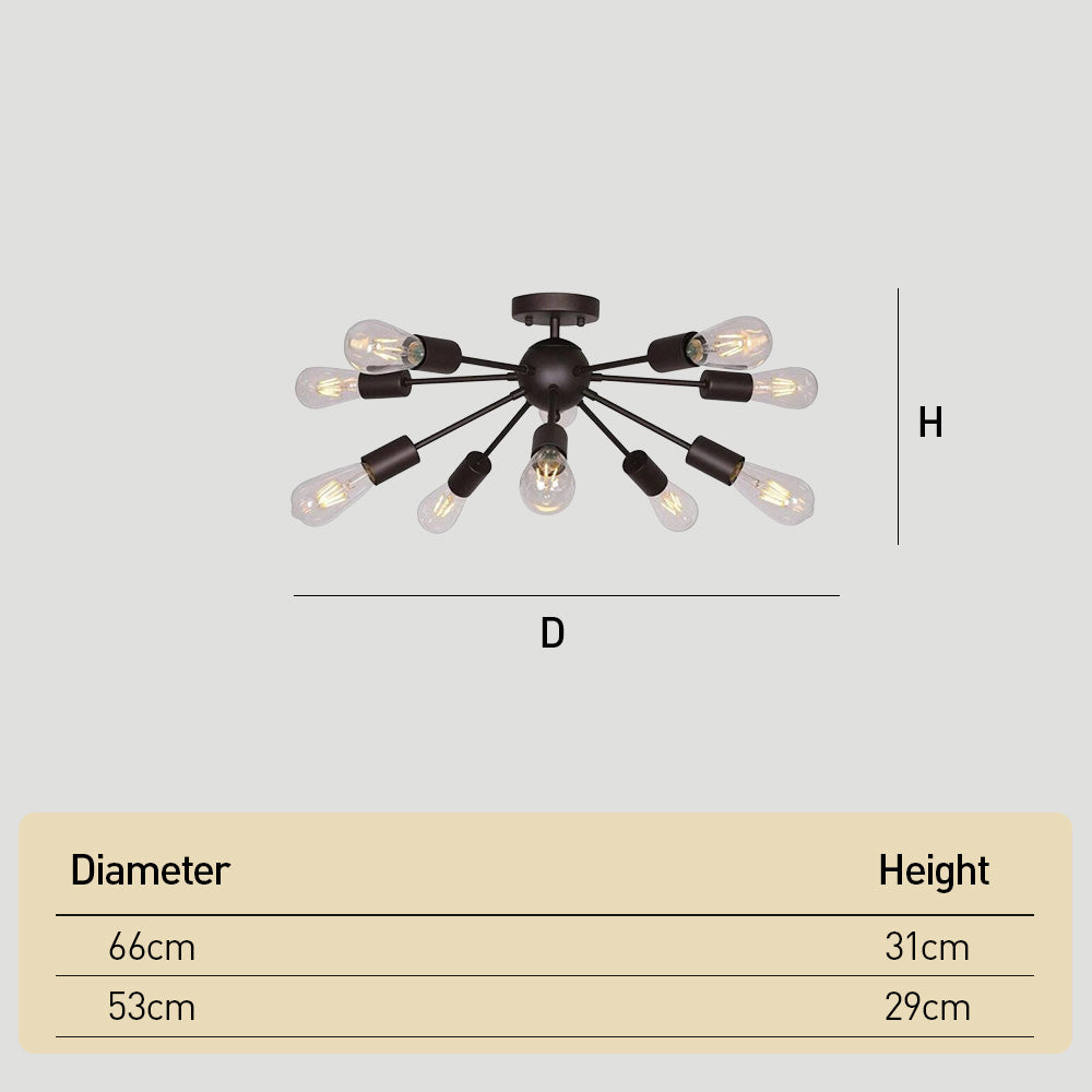 Semi Flush Sputnik Matte Ceiling Light for Dining Room Kitchen