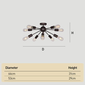 Semi Flush Sputnik Matte Ceiling Light for Dining Room Kitchen