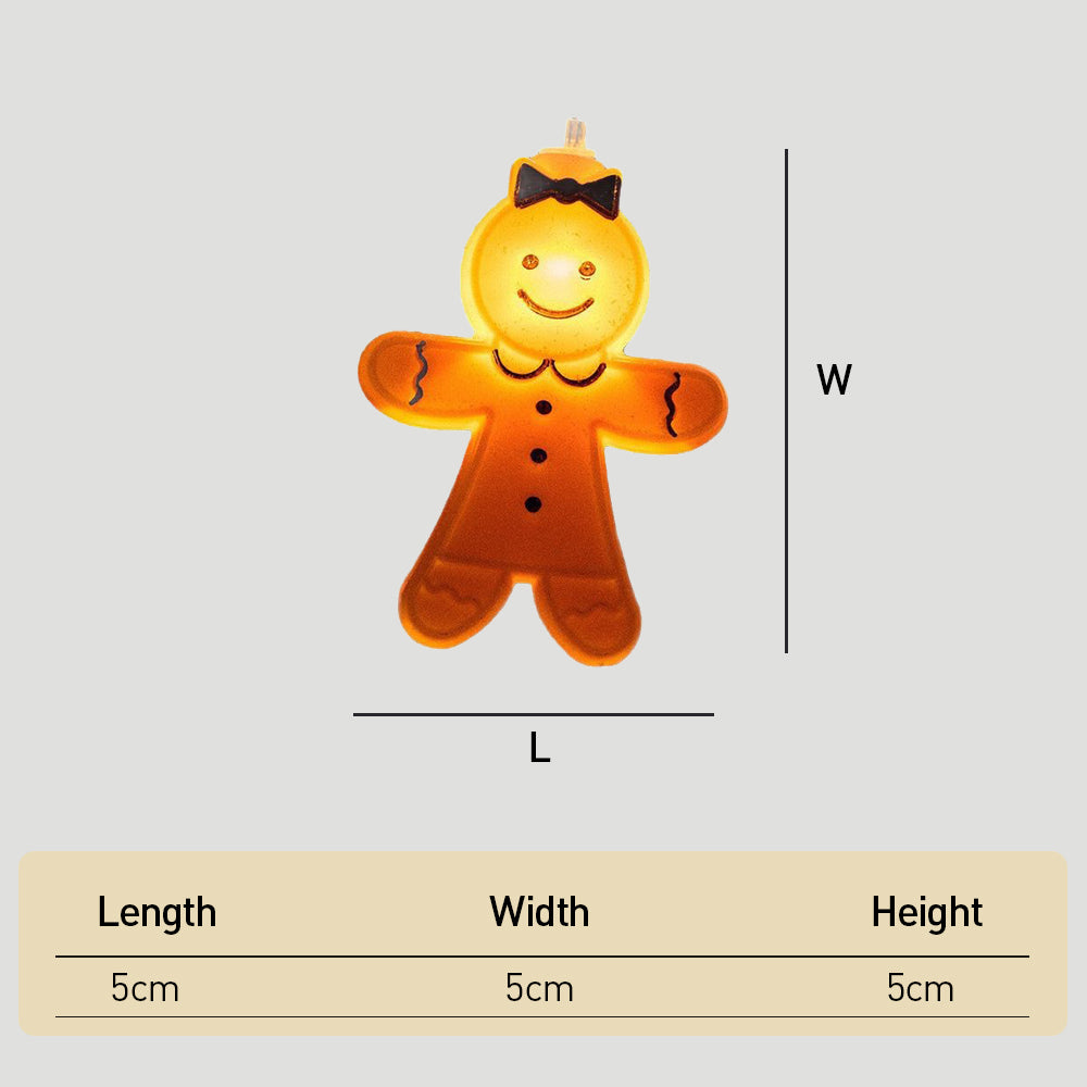 Christmas Gingerbread String Lights, Battery Operated for Christmas Decoration