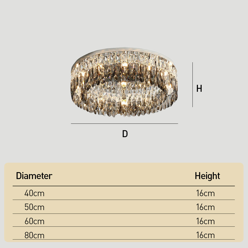 Contemporary Crystal Silver Ring Flush Mount Ceiling Light for Living Room