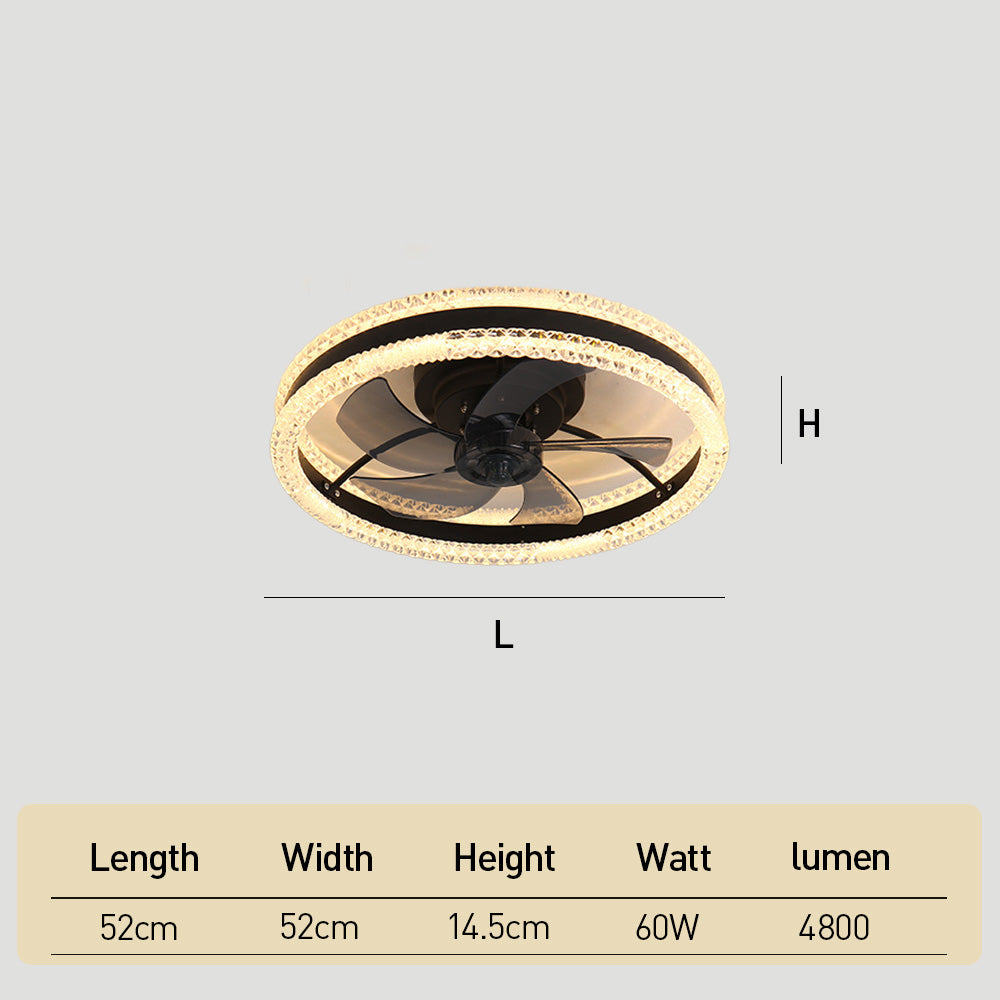 LED Dimmable 6-Speed Adjustable Reversible Ceiling Fan Light for Bedroom
