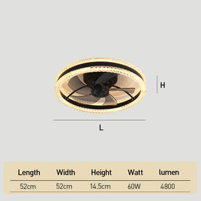 LED Dimmable 6-Speed Adjustable Reversible Ceiling Fan Light for Bedroom