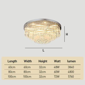 Modern Round Chrome Crystal LED Flush Ceiling Lights
