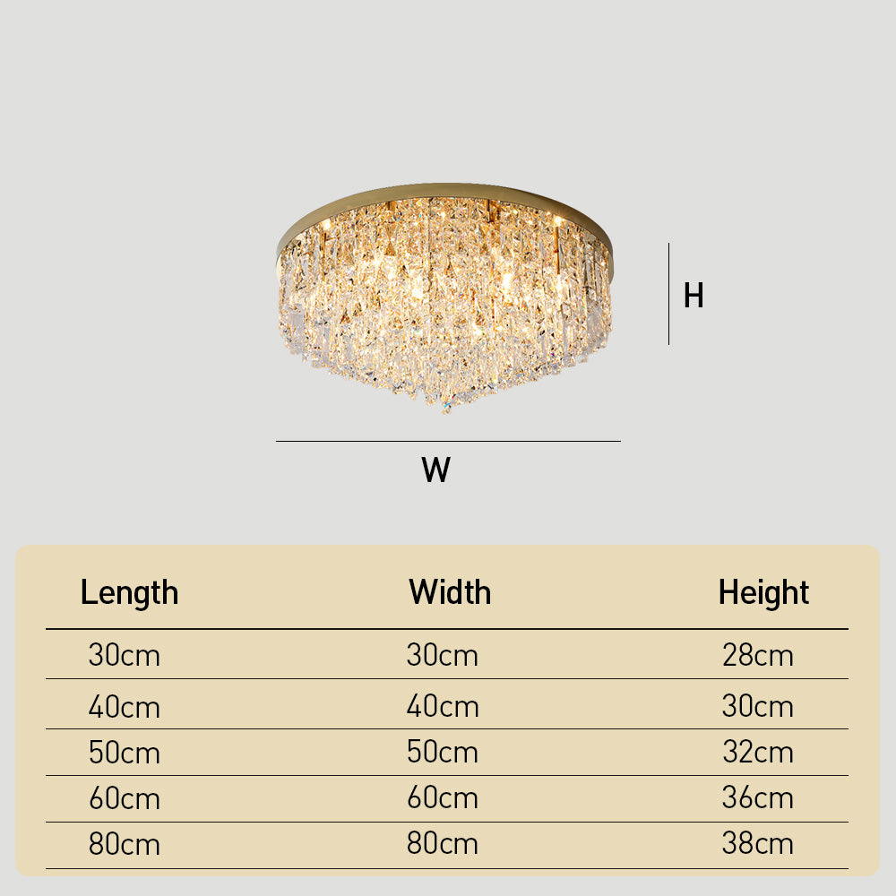 Luxury Crystal Ceiling Light Stainless Steel Flush Mount for Porch