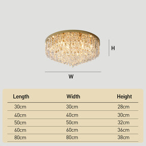 Luxury Crystal Ceiling Light Stainless Steel Flush Mount for Porch
