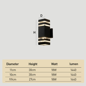Contemporary IP65 Black Vertical Acrylic Outdoor Wall Lights for Garden Entryway