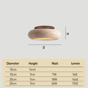 Wabi-Sabi Travertine Semi Flush Ceiling Lights For Hallway