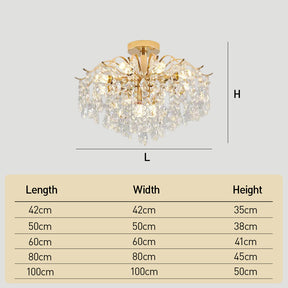 Semi-flush Iron Crystal Elegant Ceiling Lights for Living Room Bedroom