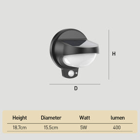 IP65 Waterproof Black Outdoor Solar Wall Lights with Motion Sensor