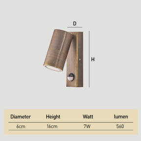 Modern Copper IP65 Dusk-to-Dawn LED Outdoor Wall Lights
