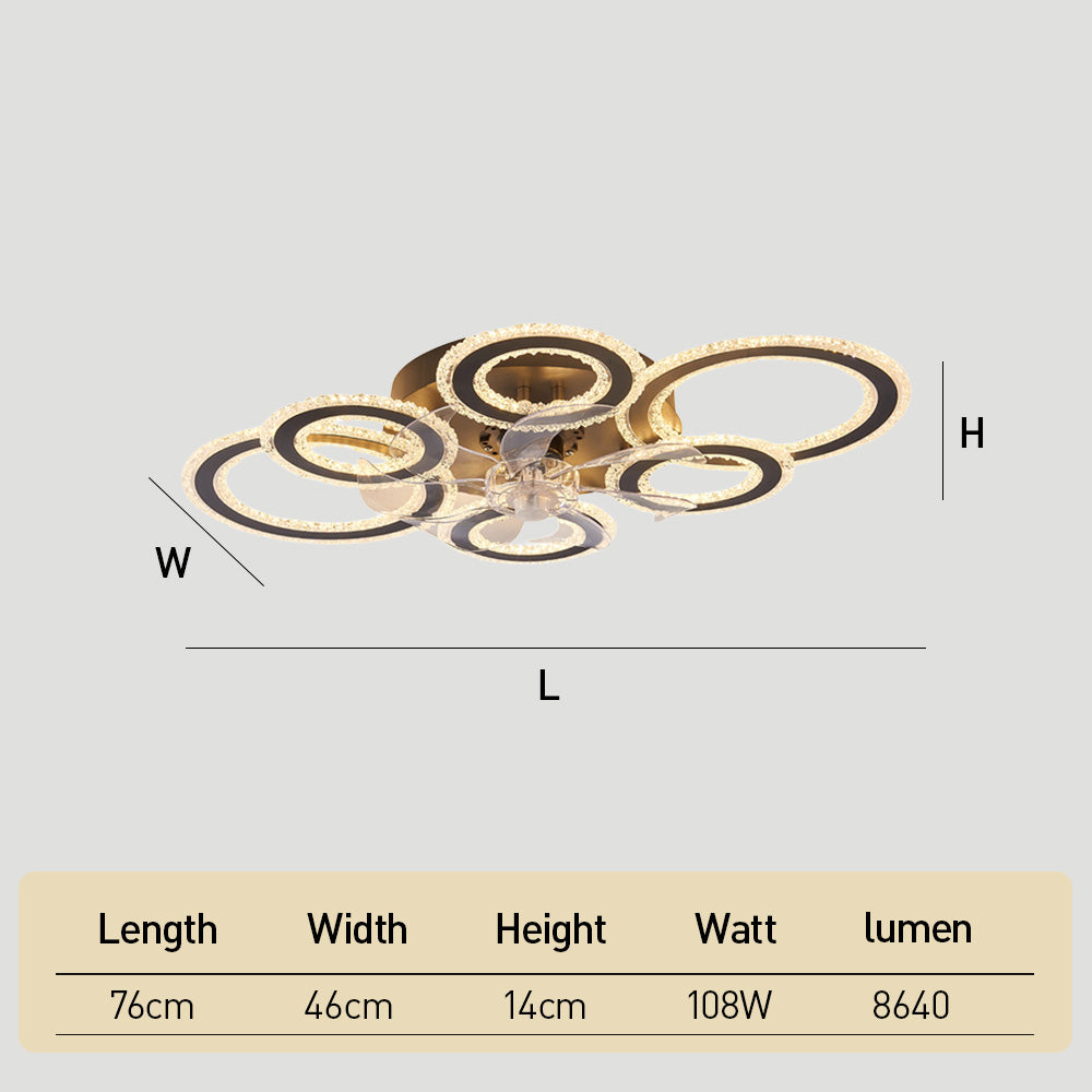 Modern Dimmable DC Motor LED Ceiling Fan with Light for Living Room Bedroom