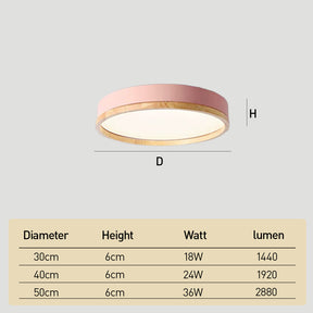 Contemporary Round Flush Mount Wooden Acrylic LED Ceiling Lights for Dining Room