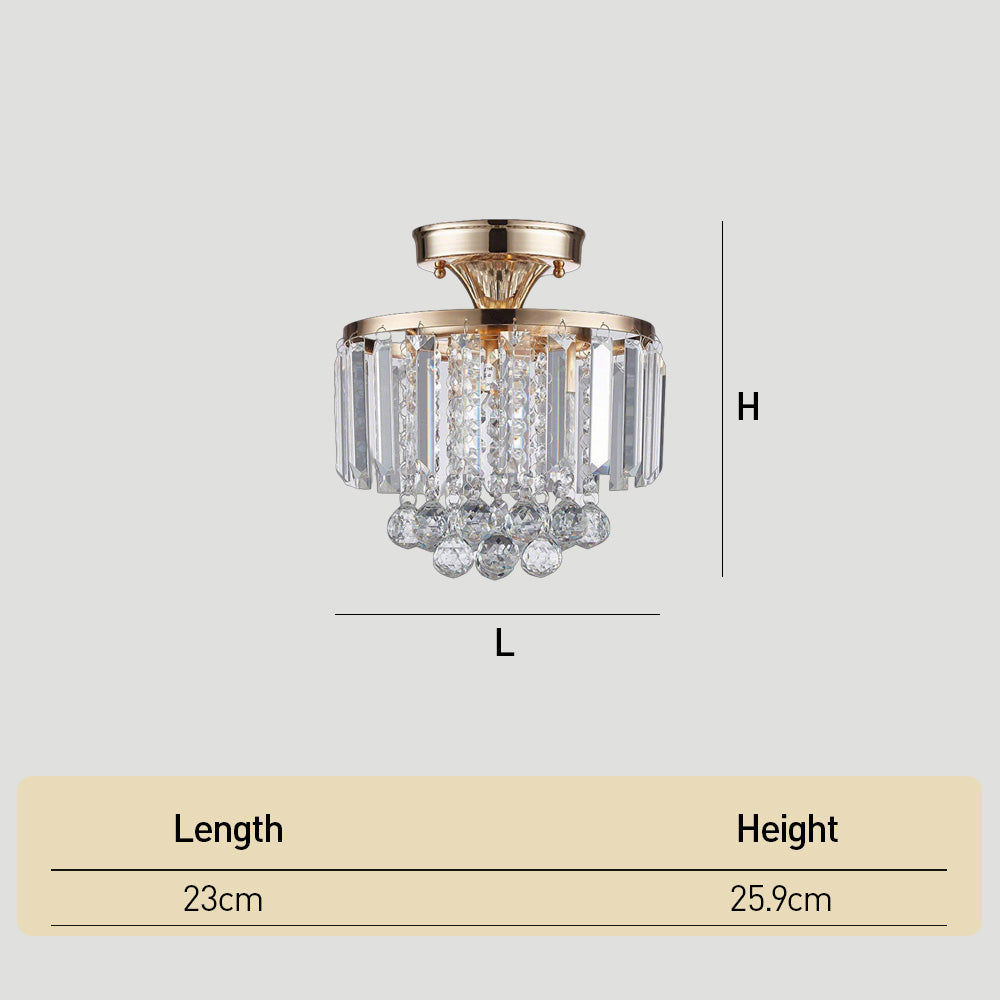 Modern Droplet Crystal Ball Semi Flush Mount Ceiling Lights for Closet Bedroom Hallway