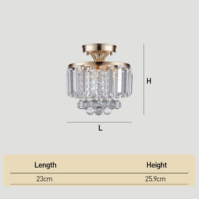 Modern Droplet Crystal Ball Semi Flush Mount Ceiling Lights for Closet Bedroom Hallway
