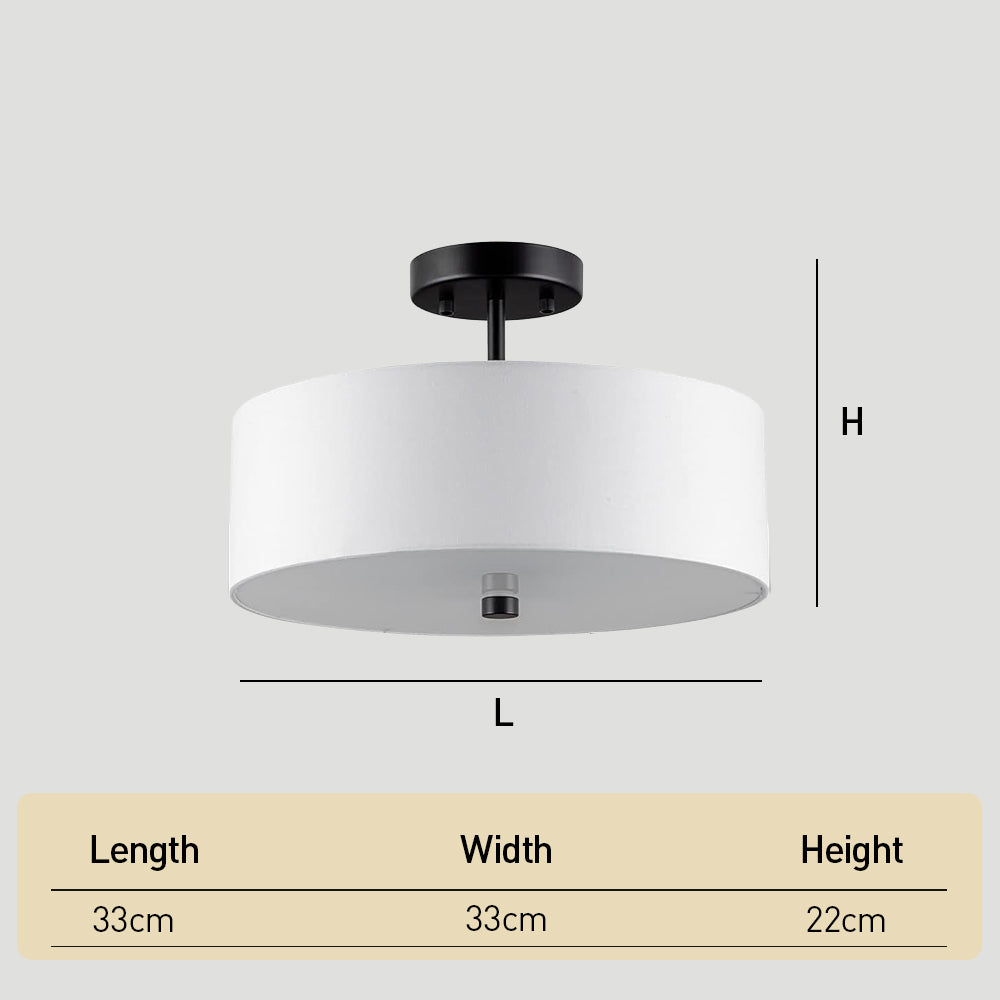 Semi Flush Mount 3-Light White Fabric Lamp shade