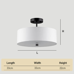Semi Flush Mount 3-Light White Fabric Lamp shade