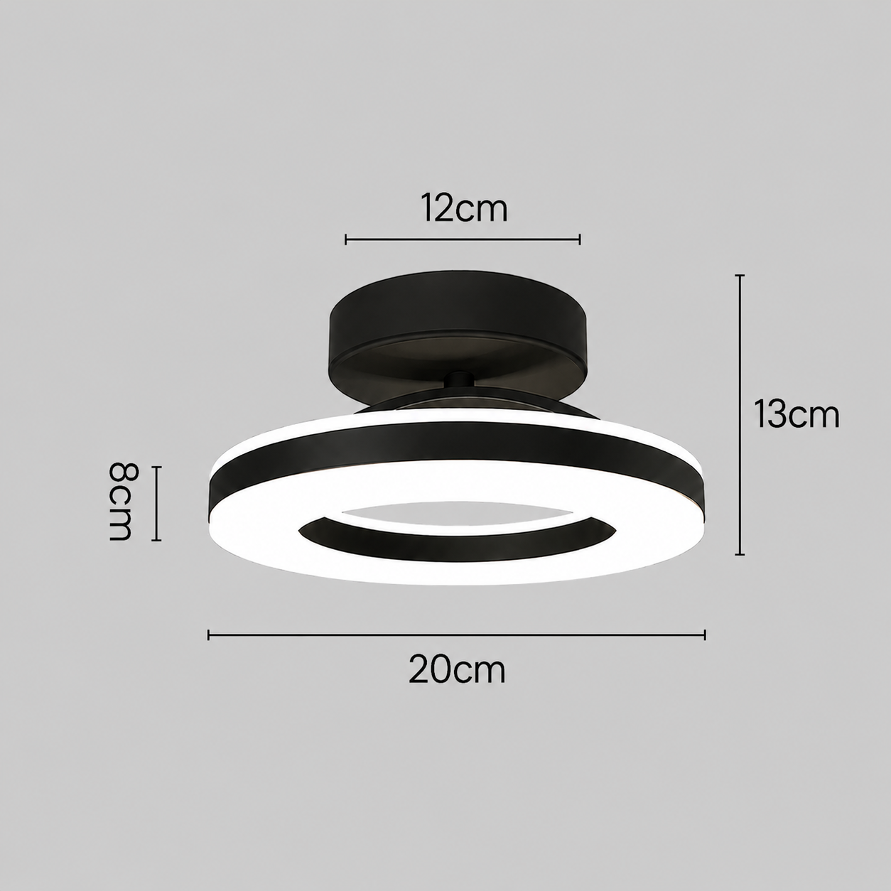 Semi-Flush Black Iron LED Ceiling Light for Hallway