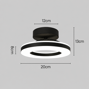 Semi-Flush Black Iron LED Ceiling Light for Hallway