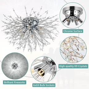 Crystal Flush Mount Chandelier Ceiling Light for Bedrooms, Kitchens, Islands, Corridor