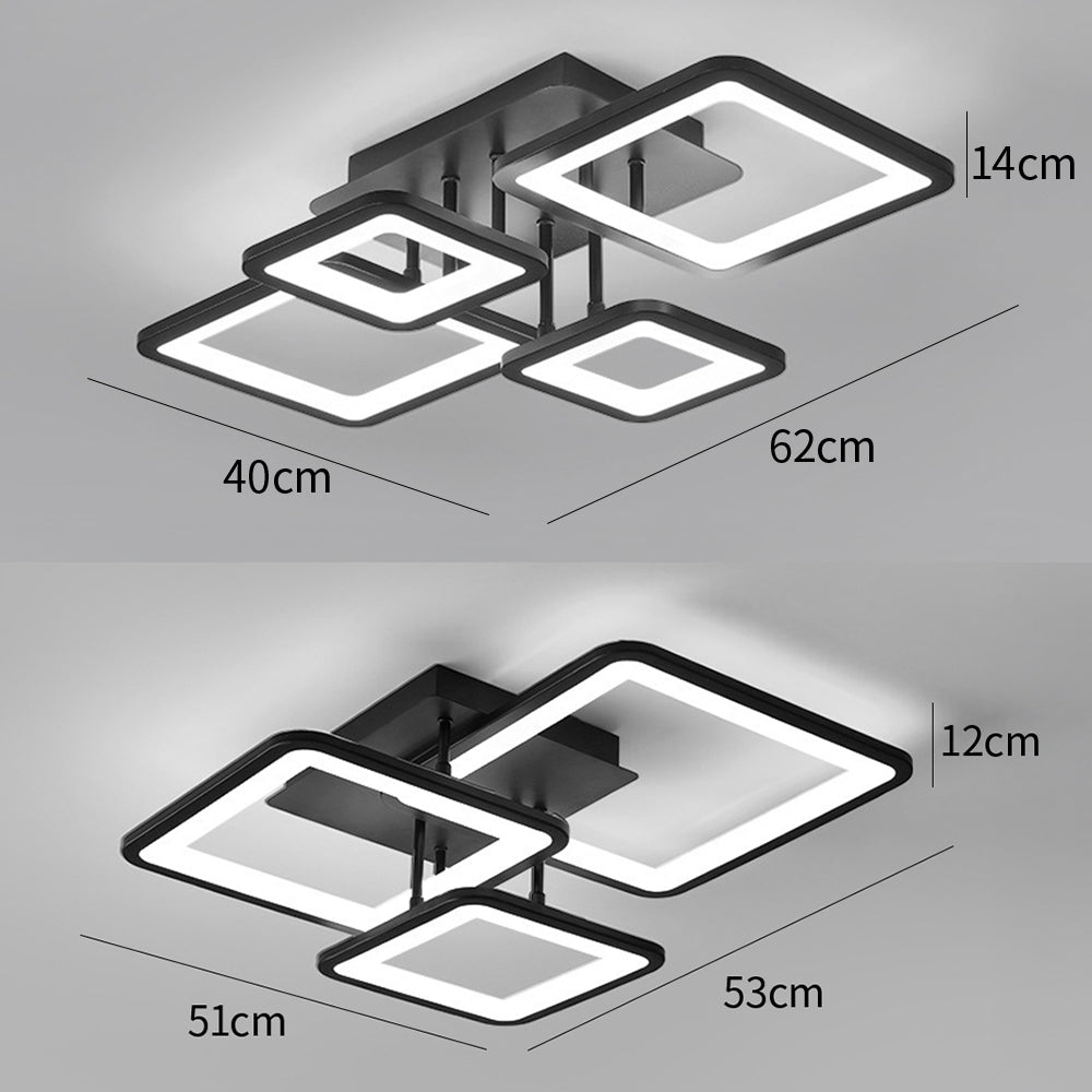 Modern LED Ceiling Light, Black Acrylic Ceiling Lamp for Living Room