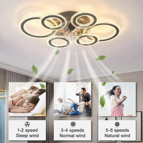 Modern Dimmable DC Motor LED Ceiling Fan with Light for Living Room Bedroom