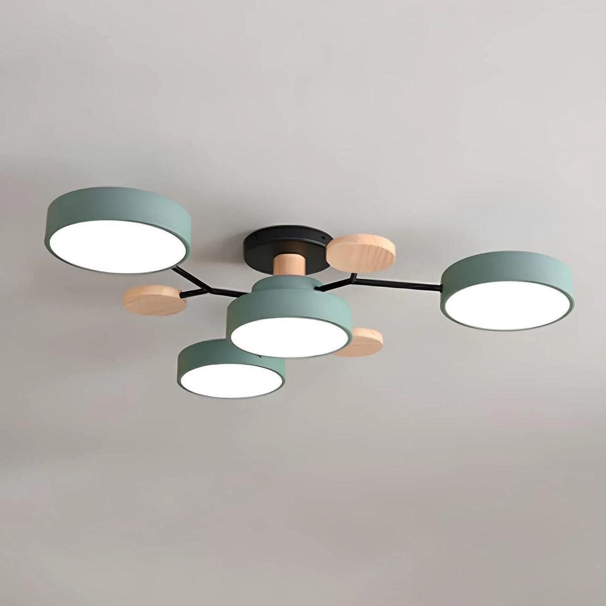 Contemporary Round Iron LED Semi-Flush Chandelier