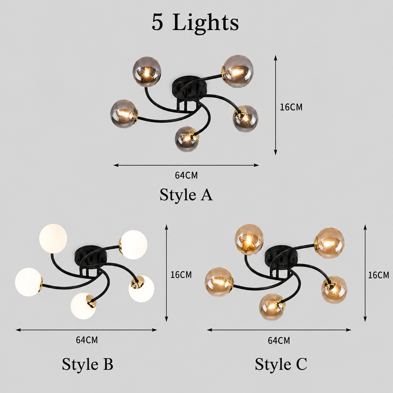 Modern Iron Glass Flush Mount Ceiling Light for Living Room