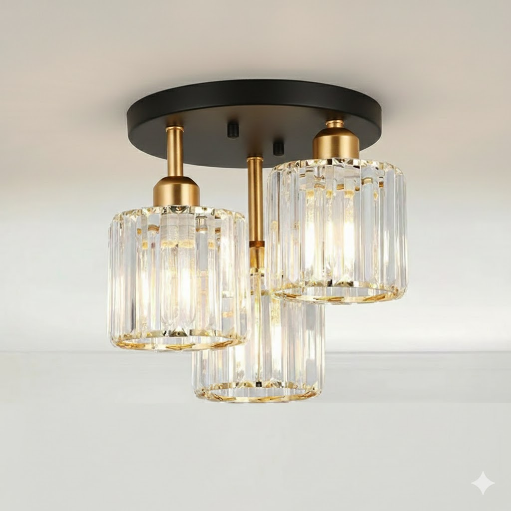 Modern Crystal Semi Flush Bedroom Ceiling Lights