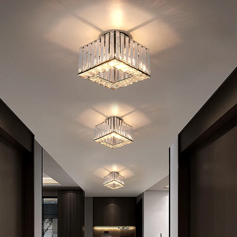 Crystal Semi Flush Mount Ceiling Light for Hallway 23cm E27