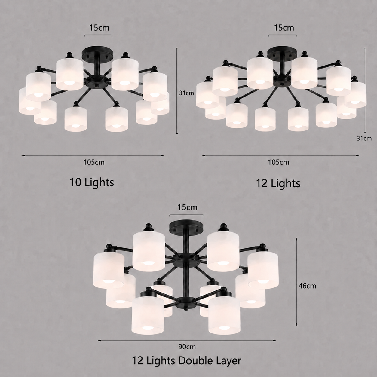 Industrial Semi Flush Frosted Glass Ceiling Lights for Dininng Room