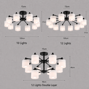 Industrial Semi Flush Frosted Glass Ceiling Lights for Dininng Room
